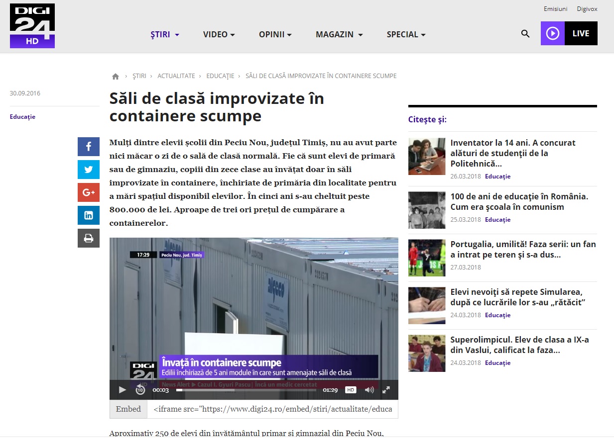 Algeco Romania - Sali de clasa